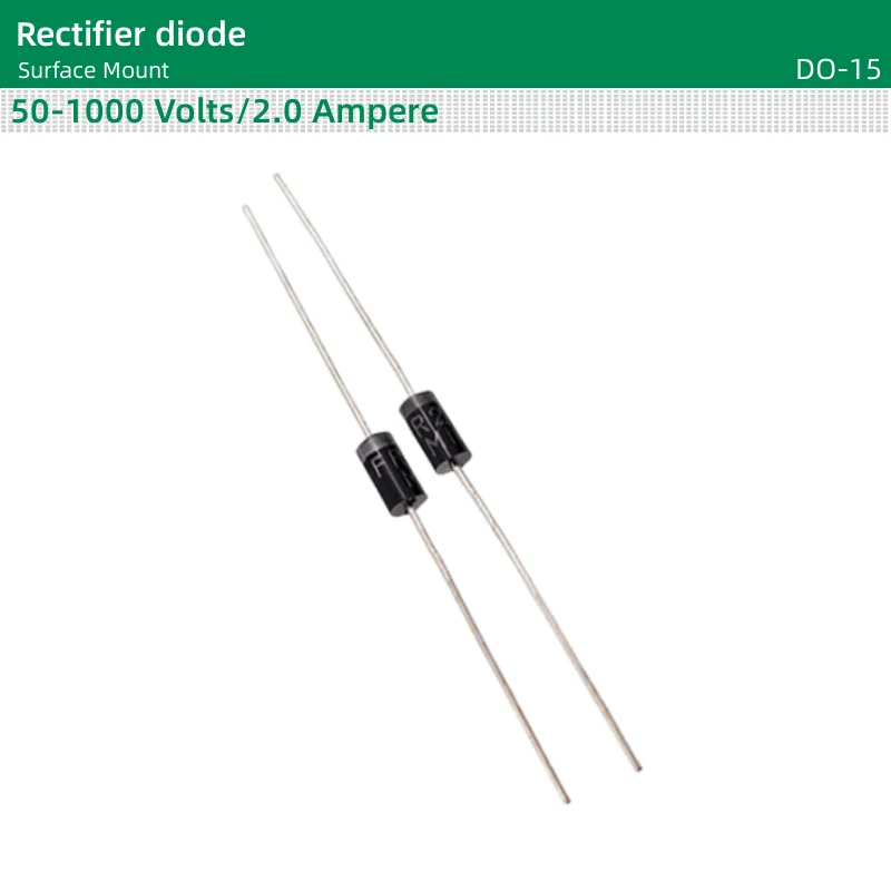 50pcs/lot Rectifier diode DO-15 package RL201 RL202 RL203 RL204 RL205 RL206 RL207 Axial Leaded 50-1000 Volts 2.0 Ampere