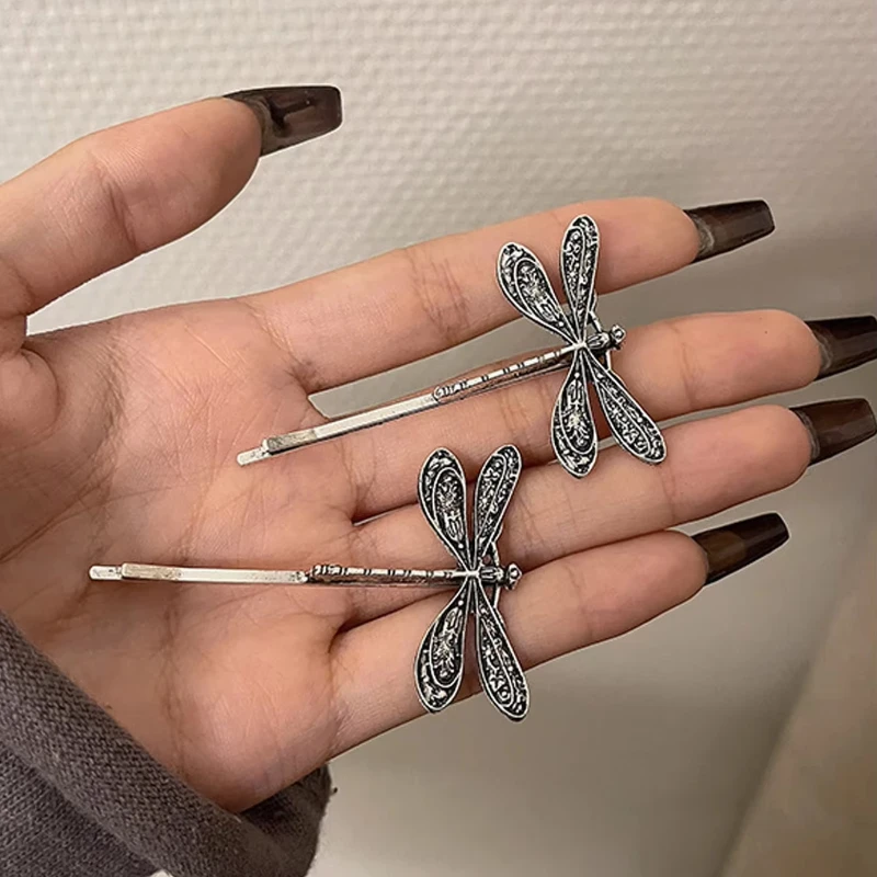 กิ๊บติดผมรูปแมลงปอสไตล์วินเทจ ชุด 2 ชิ้น สำหรับผู้หญิงและเด็กผู้หญิง เครื่องประดับผมสำหรับติดผมด้านข้างและหน้าม้า