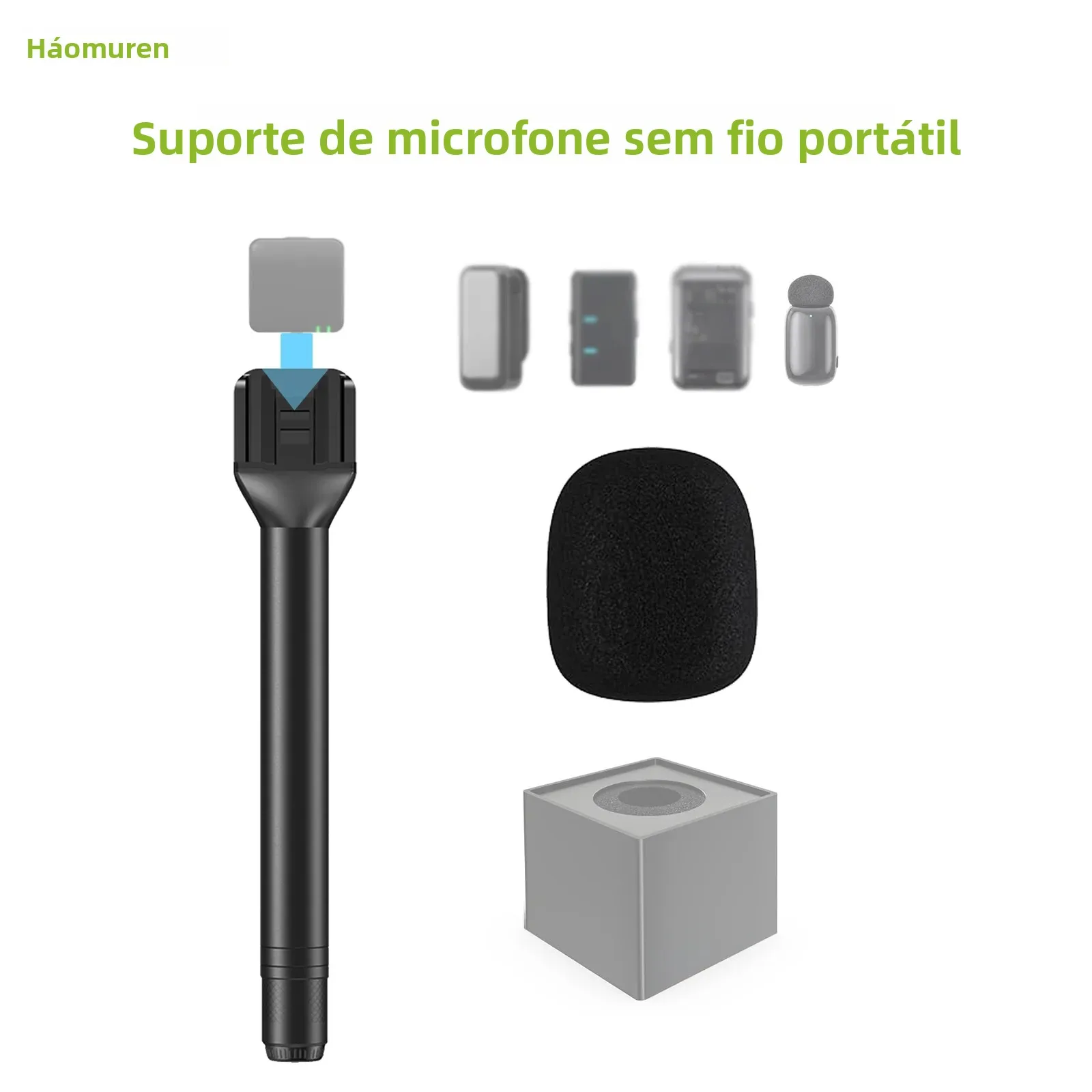 Suporte de microfone universal Haomuren compatível com mini microfones sem fio - para entrevistas, vlog, YouTube, TikTok, relatórios