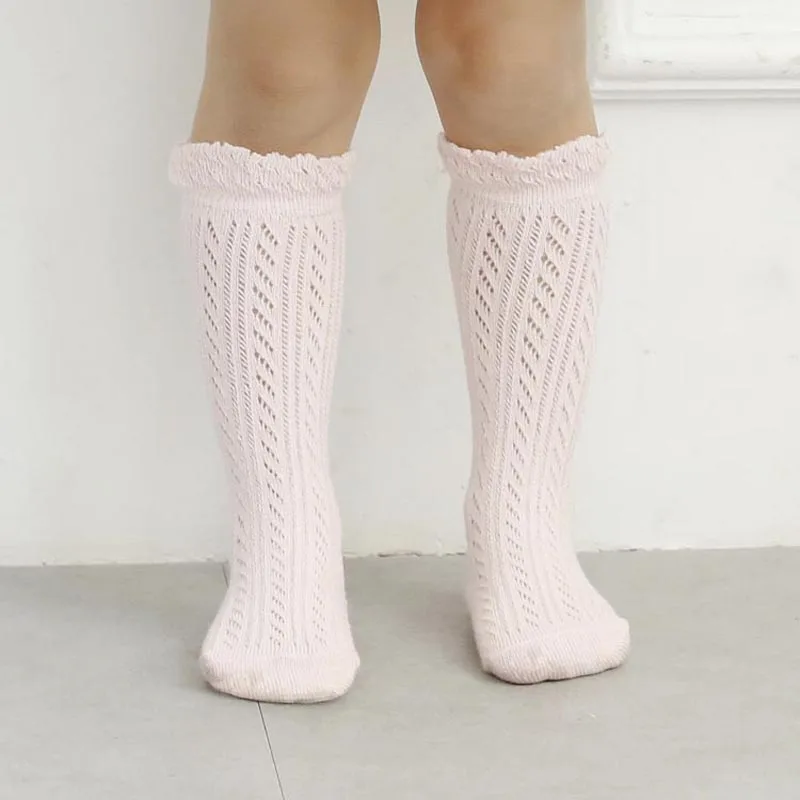 

Newborn Baby Girl Socks Sweet Cotton Summer Infant Baby Knee High Socks New for 0-4 Years Breathable Mesh Solid Mesh