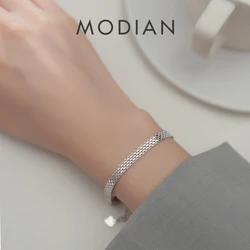 Modian Silver Exquisite Lace Pattern Bracelet 925 Sterling Silver Charm Bangle Bracelet Gift For Women Wedding Fine Jewelry