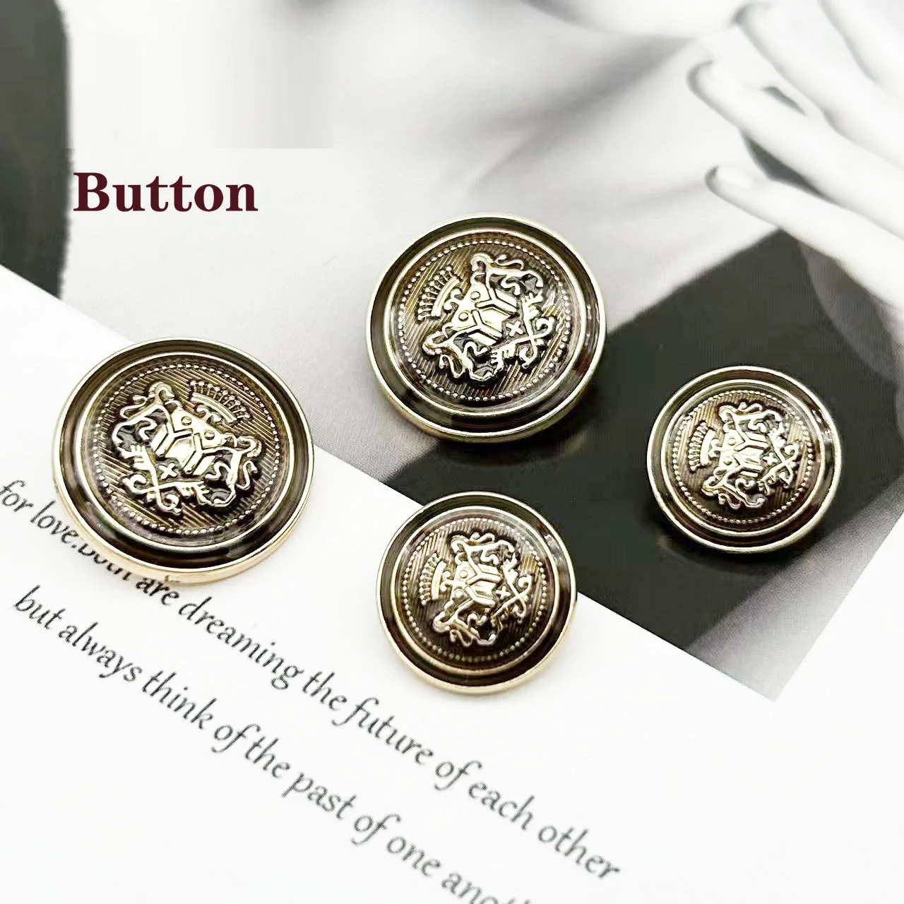 10PCS Double Lion Crown Metal Buttons Coat Trench Coat Suit Uniform School Uniform British Style Decorative Buttons DIY College