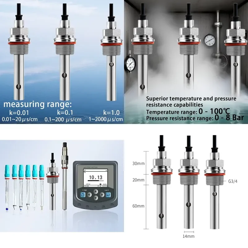 XXT 316 Stainless Steel Industrial Metal Electrical Conductivity Meter Conductivity EC Sensor Online Analog High Accuracy
