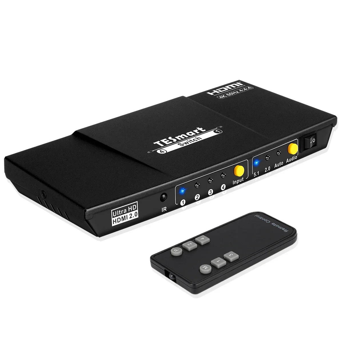 

TESmart 4 Port HD Switch 4K 60Hz Splitter With S/PDIF & L/R 4K Video Switcher 1x4