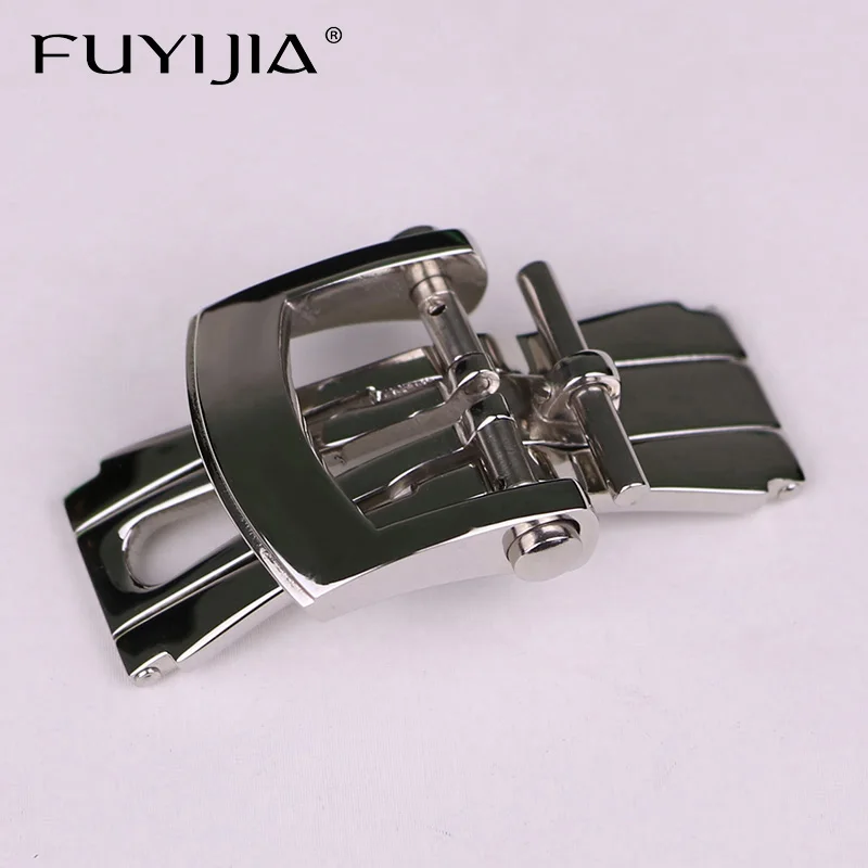 FUYIJIA Luxury C-hopard Leather Strap Butterfly Buckle 12mm 14mm 16mm Pin Buckle 316 Stainless Steel Vacuum Plating Watch Buckle