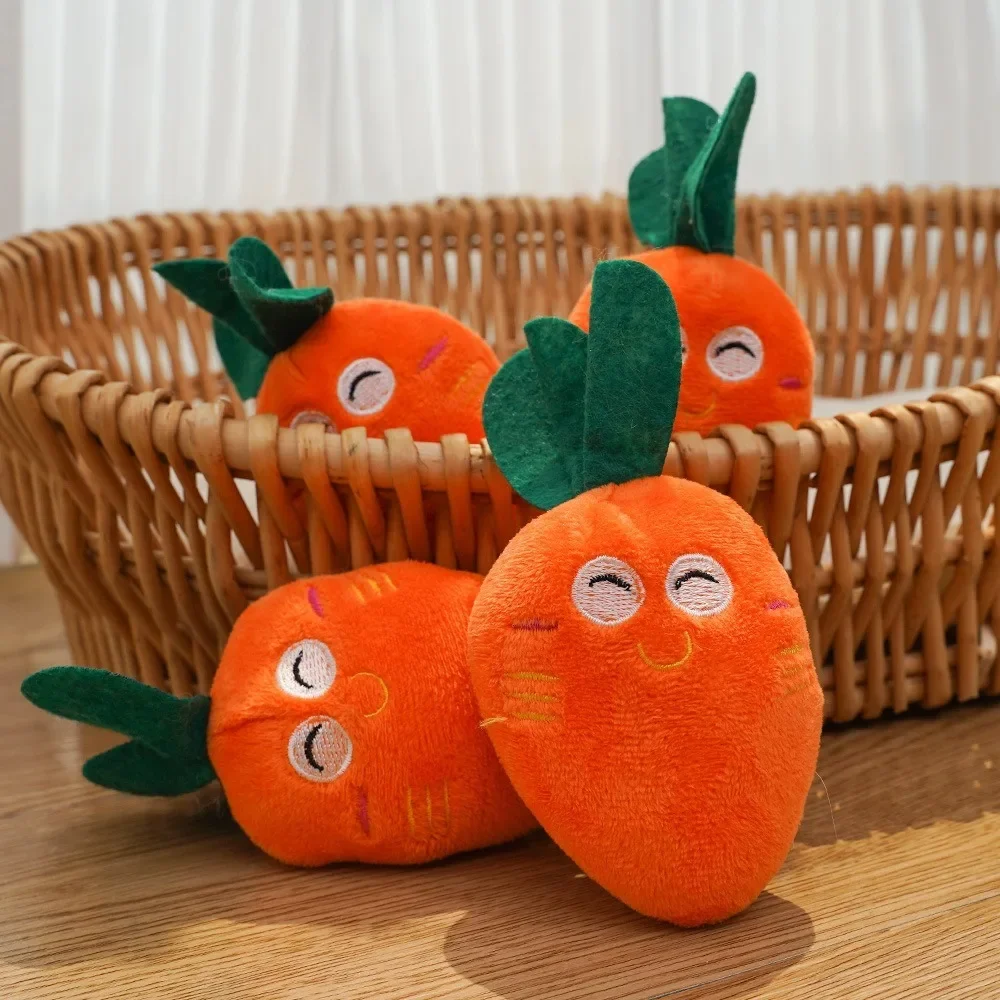 Orange Cute Puppy Pet Supplies Carrot Vegetables Shape Plush Chew Squeaker Sound Squeaky Interaction Dog Toys Gift Dog Accessor