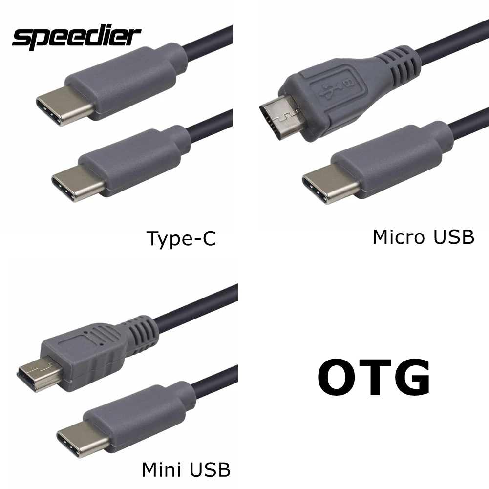USB 3.1 Type-C to Micro/Mini USB Type C OTG Male to Male Adapter Cable 25cm/50cm/1m Data Charging Sync Cable for Mobile Devices