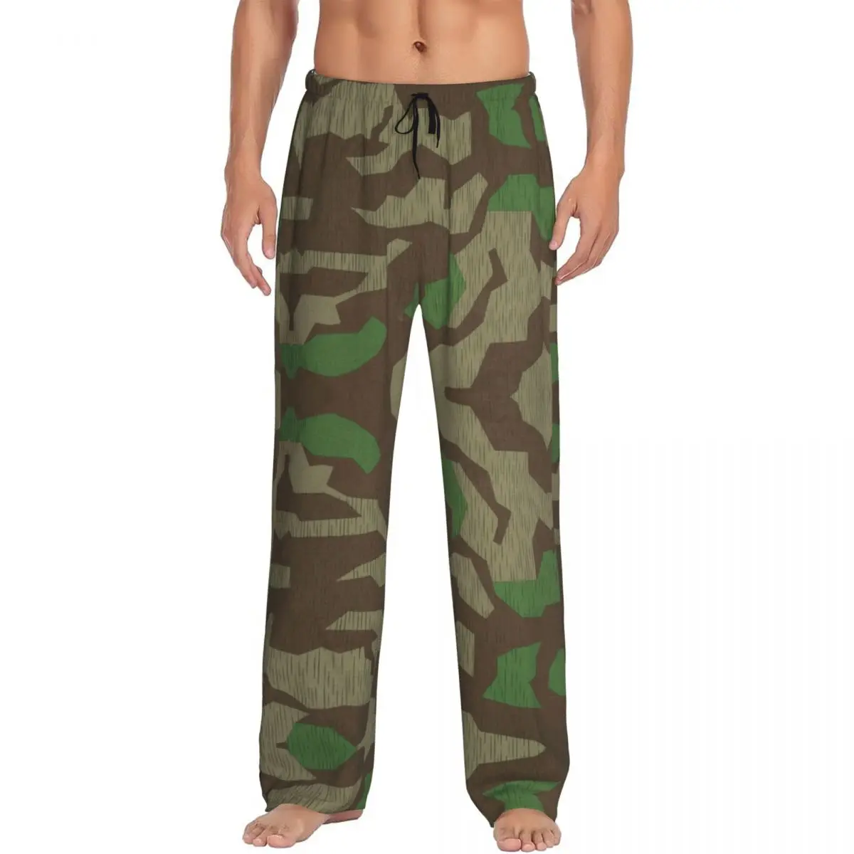 

Камуфляжные камуфляжные пижамные штаны для мужчин, Германия, эластичная одежда для сна в стиле милитари, низ с карманами
