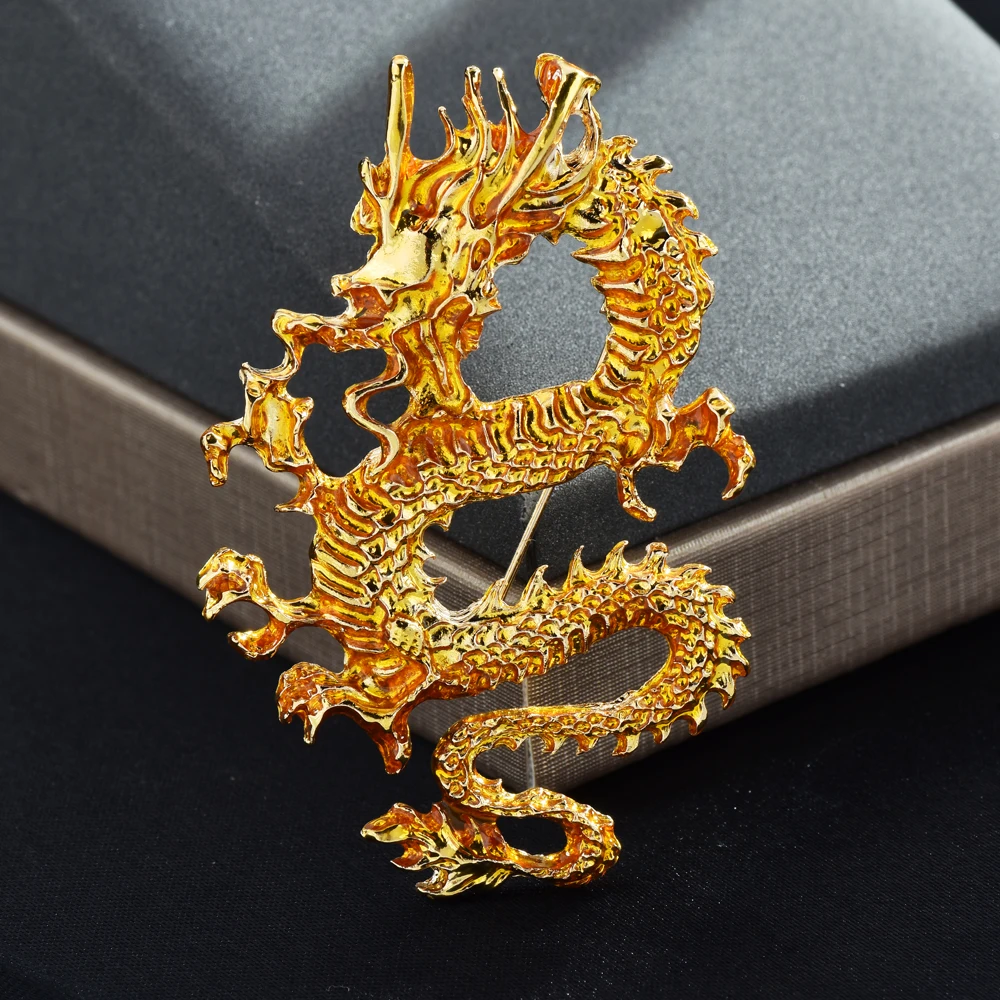 China Dragon Brooch Pins 4 Colors For Dragon Born People Gift