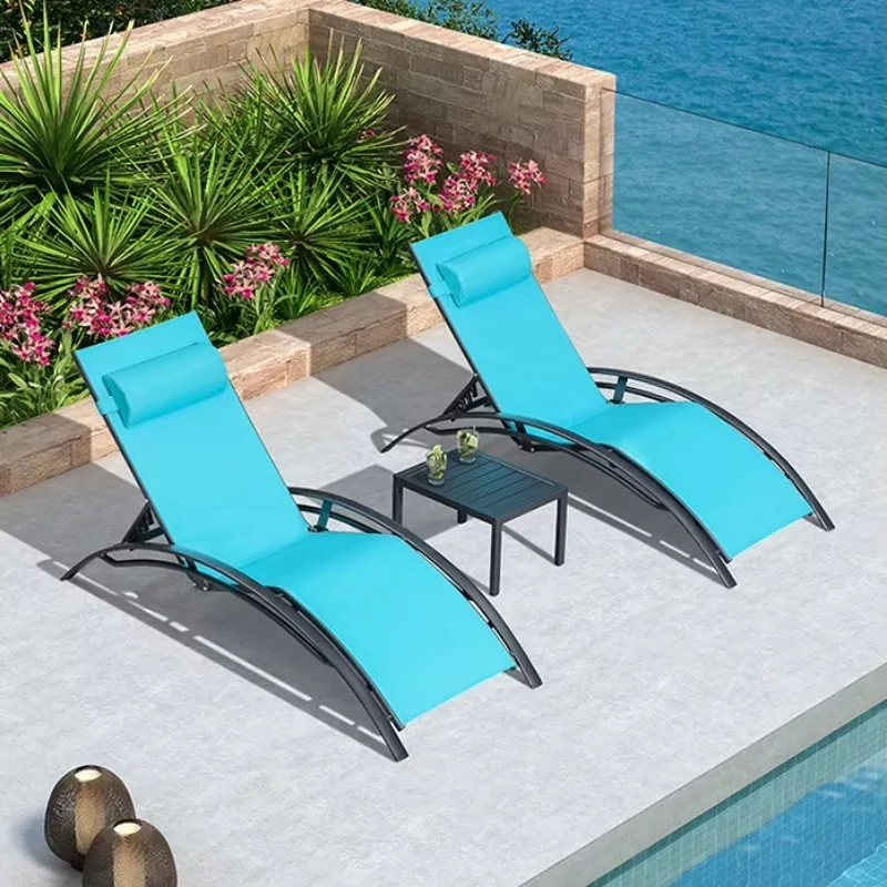 Luxury Aluminum Outdoor Beach Pool Swimming Sun r Chair Bed Villa Resort Patio  Outdoor Hotel Furniture Set