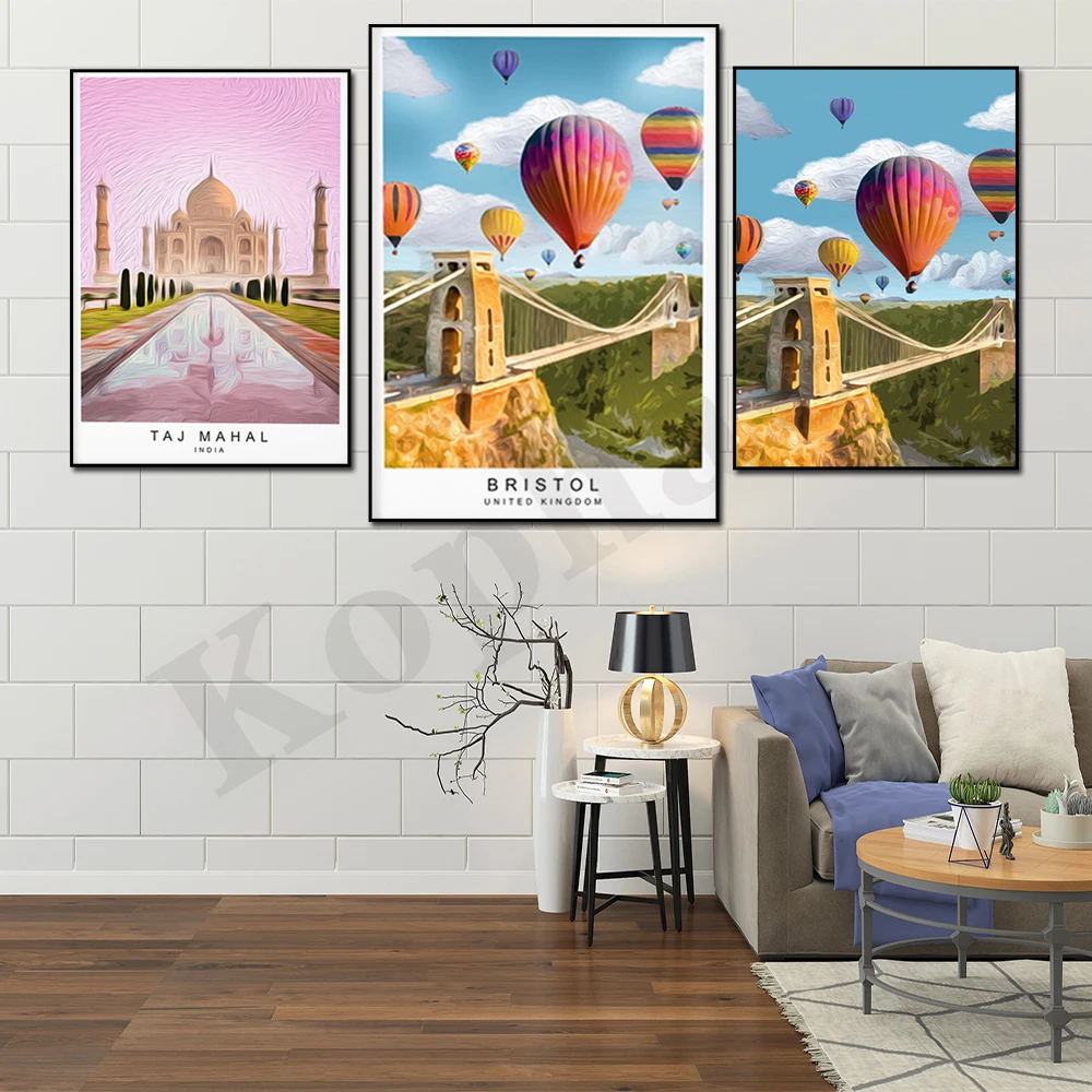 Bristol Hanging Clifton Bridge Taj Mahal Cinque Terre Italy Riviera Coastline Madrid Spain Abstract Landscape Poster