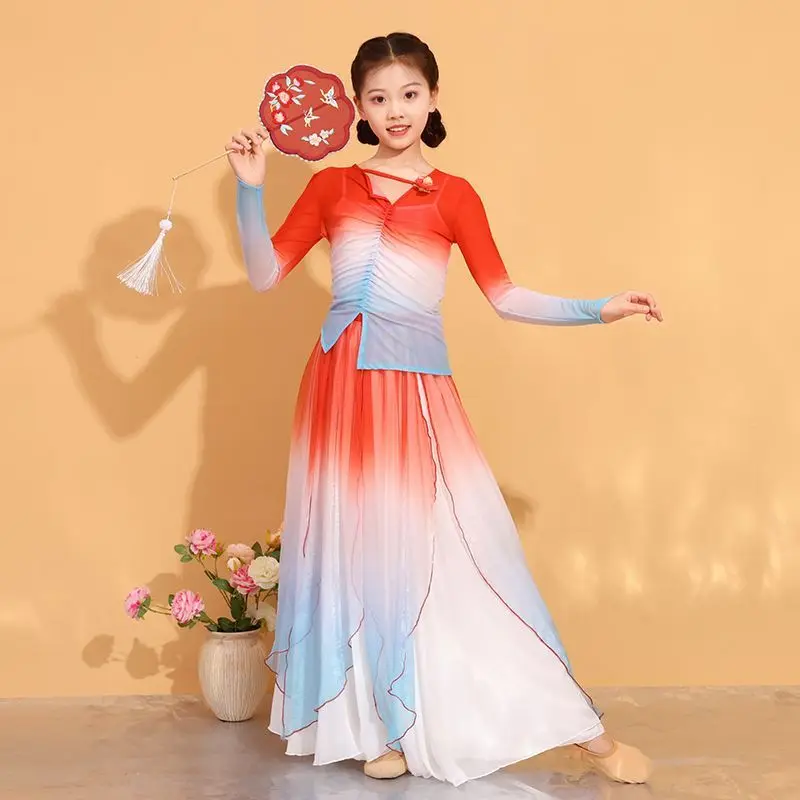 

Children's Long Sleeve Classical Dance Dress Kids Breathable Dance Performance Uniform Dress Girls' Stage Performance DressLI292