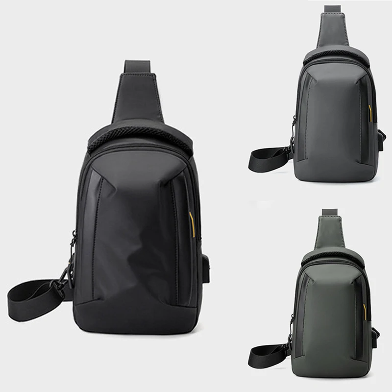 Bolsa de peito antifurto masculina com portal de carregamento USB, mochila crossbody para viagens curtas, mensais, academia, esportes, moto