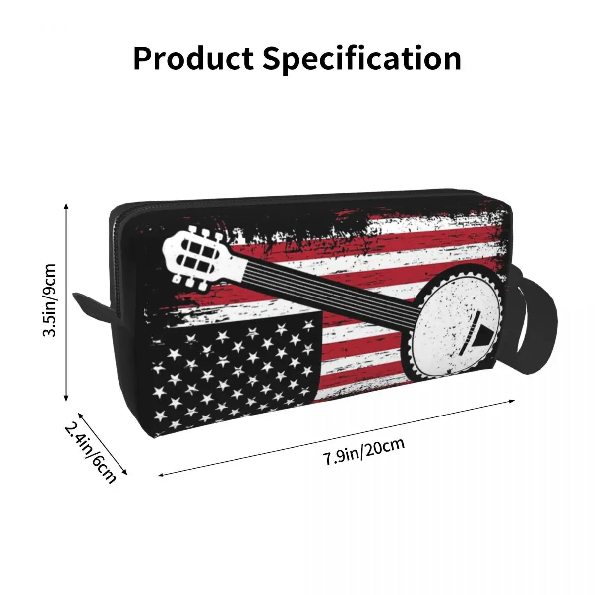 Bluegrass Banjo American US Flag Musician Gift Makeup Bag Cosmetic  Dopp Kit Toiletry Cosmetic Bag for Women Beauty Pencil Case