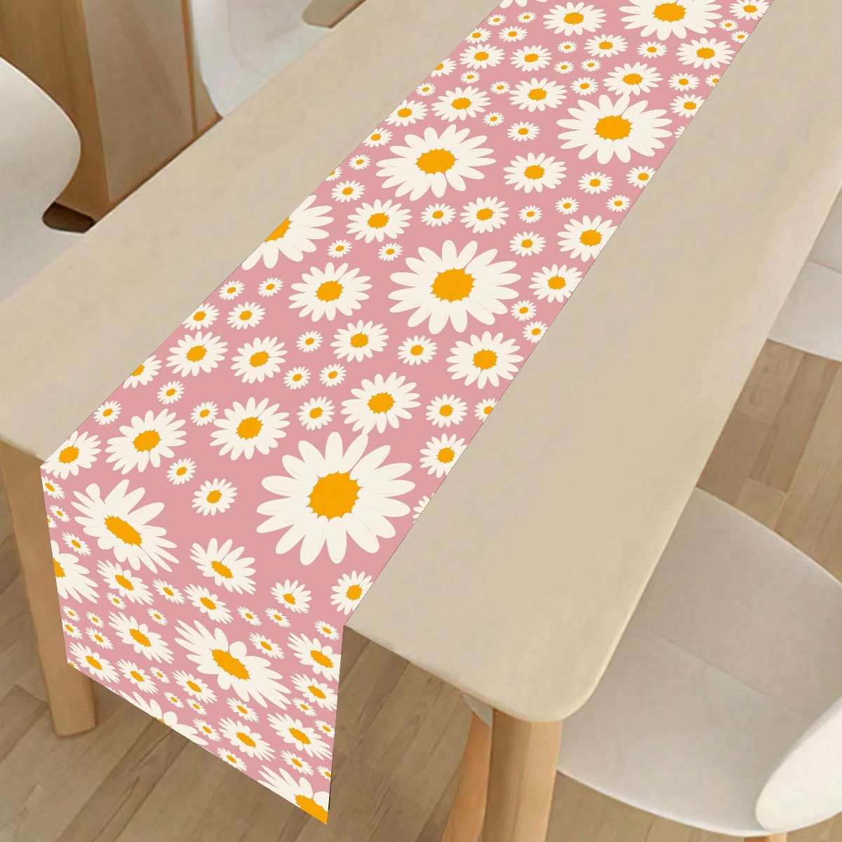 Giallo Daisy Flower Table Runner poliestere Pink Table Runner Party Dining tovaglietta Runner Home Kitchen Wedding Table Decor