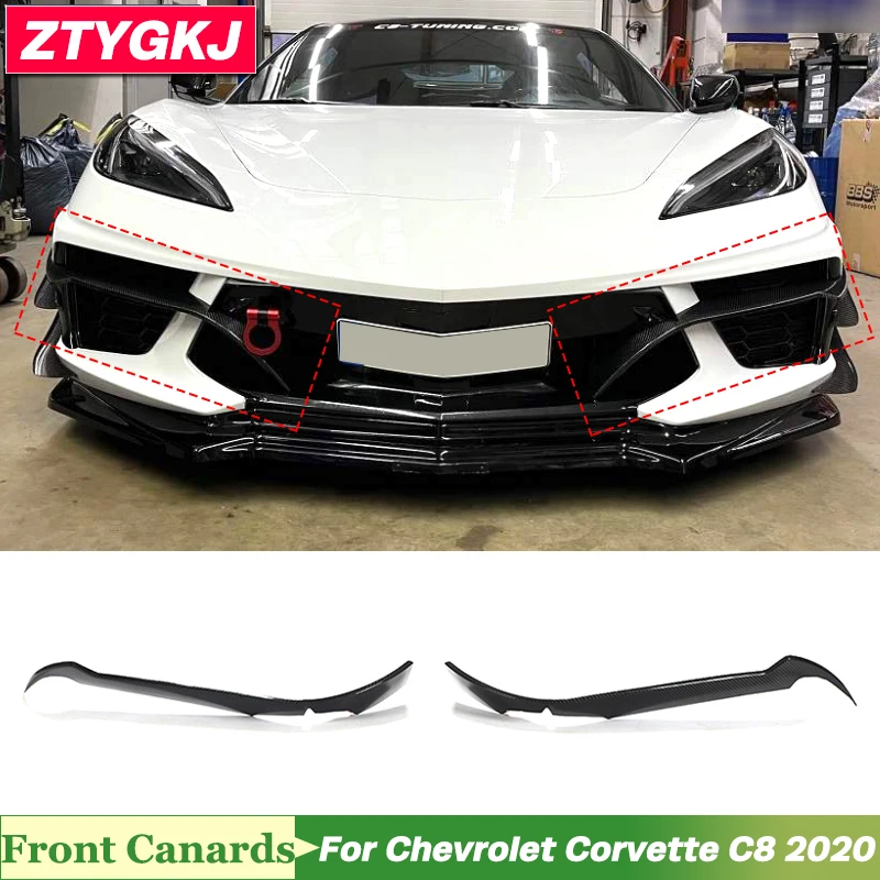 High Quality Carbon Fiber Material Front Bumper Fog Lamp Covers Trims For Chevrolet Corvette C8 2020 Up