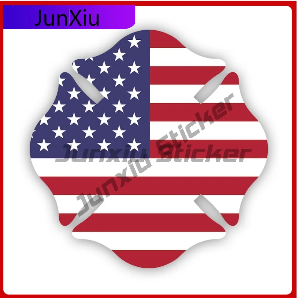 Bold American Maltese Cross Shaped Sticker Decal Made Uv Protected Usa Fire Fighter First Responder Symbol Of Protection Decal