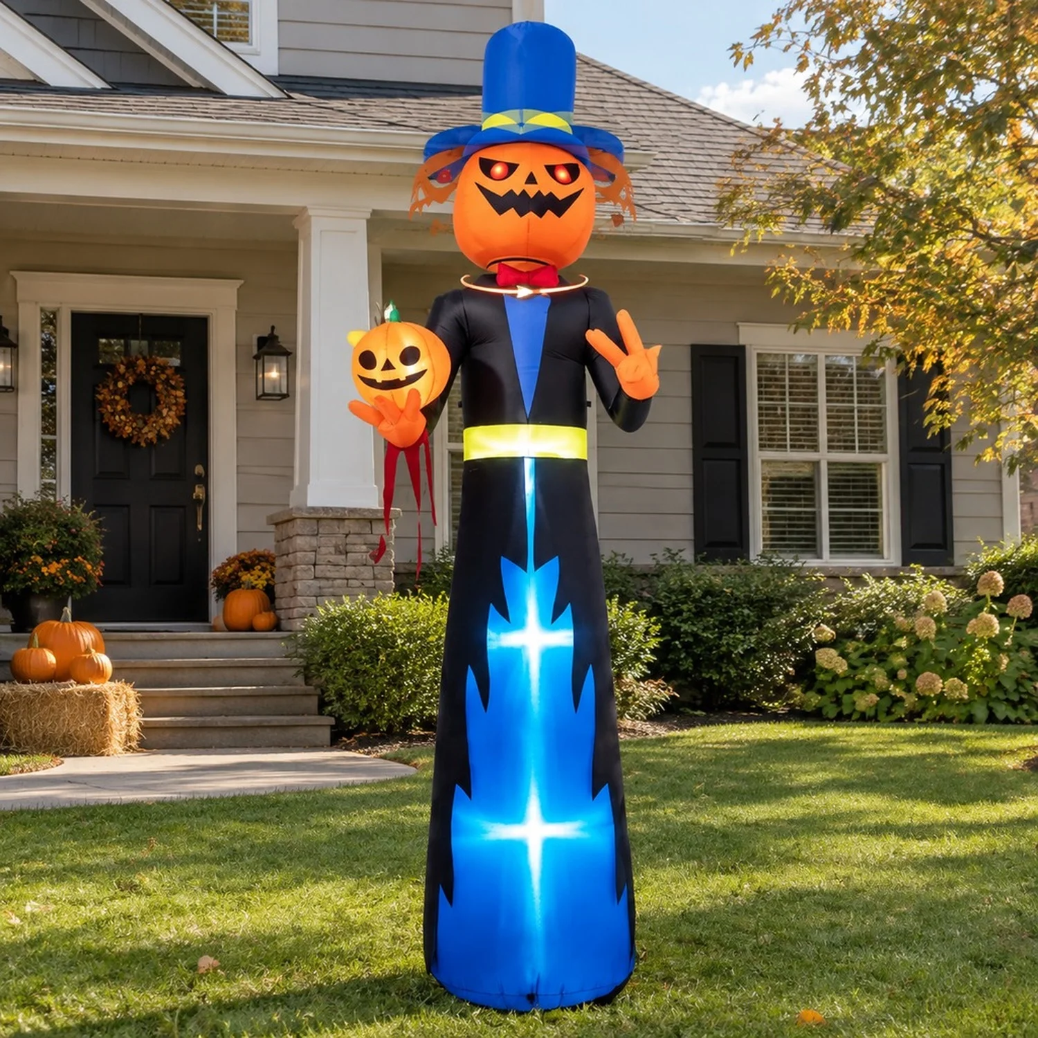 10 FT Animated Halloween Inflatable Pumpkin Gentleman Decoration