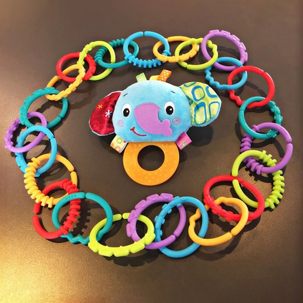 24 Pcs Teether Rings Stroller Hanging Baby Crib Attach Toys Rings Links for Bed Connecting Grabbing