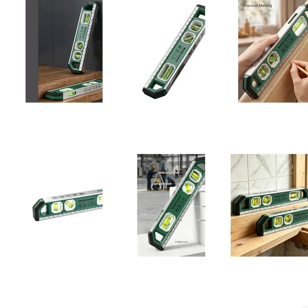 Aluminum Bubble Level with Hold and Clear Vials, Hand Level for Cabinet Positioning, Door Frame Adjustment and Wall Installation