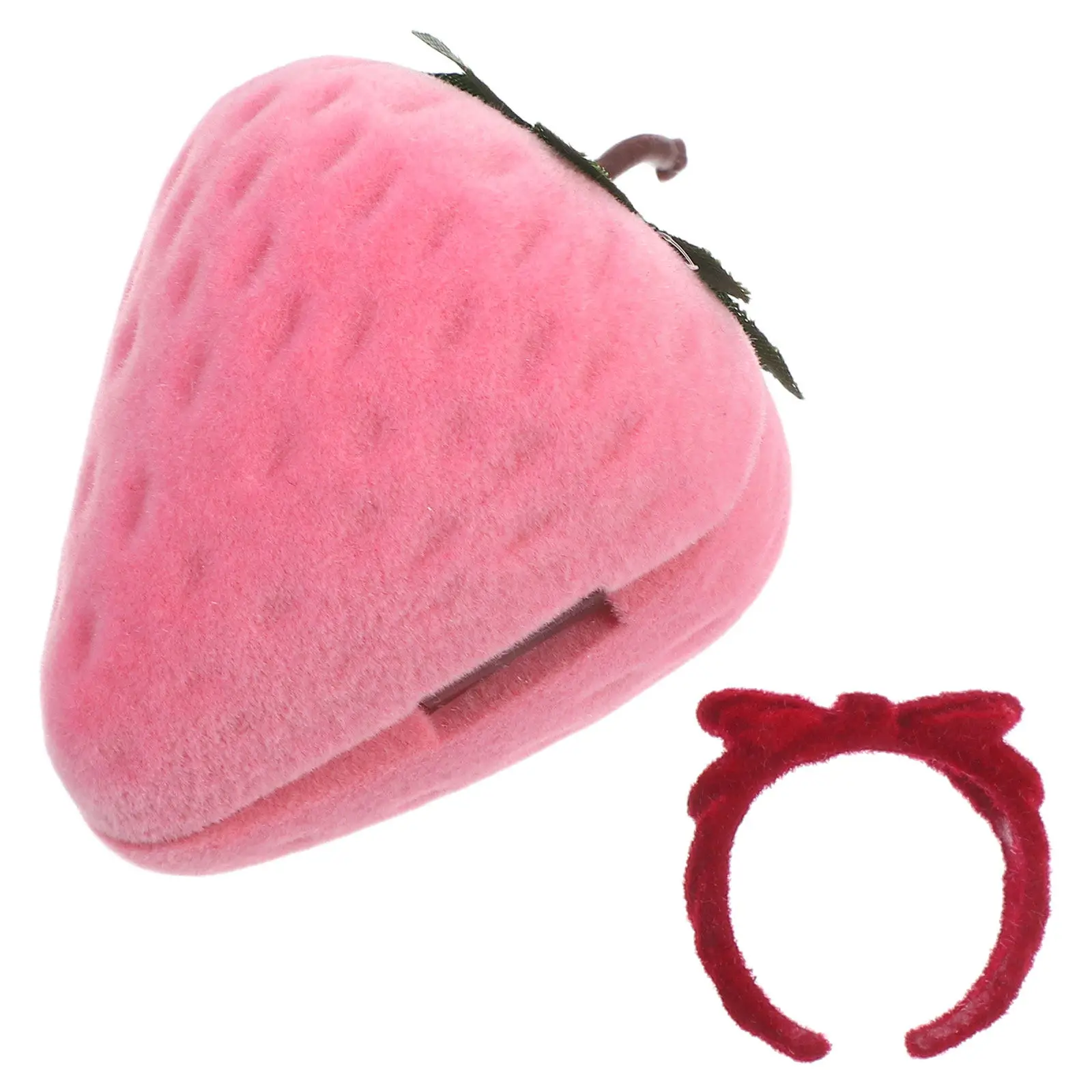 1Set Strawberry Jewelry Box Cute Flocking Interior Single Ring Box for Wedding Engagement Earrings Trinket Organizer Gift