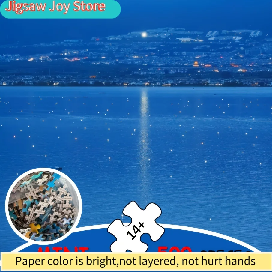 1 Duży Puzzle dla Dorosłych - Motyw Północnego Wybrzeża z Widokiem na Miasto, Trudne Puzzle z Ponad 500 Unikalnymi Elementami, Prezent Urodzinowy