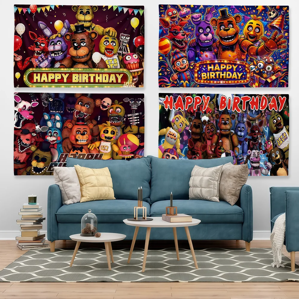 F-Five Nights At F-Freddys Flag For Sports Matches Halloween Games Parade Rally Holiday Festival Backyard Balcony Club Bar Decor