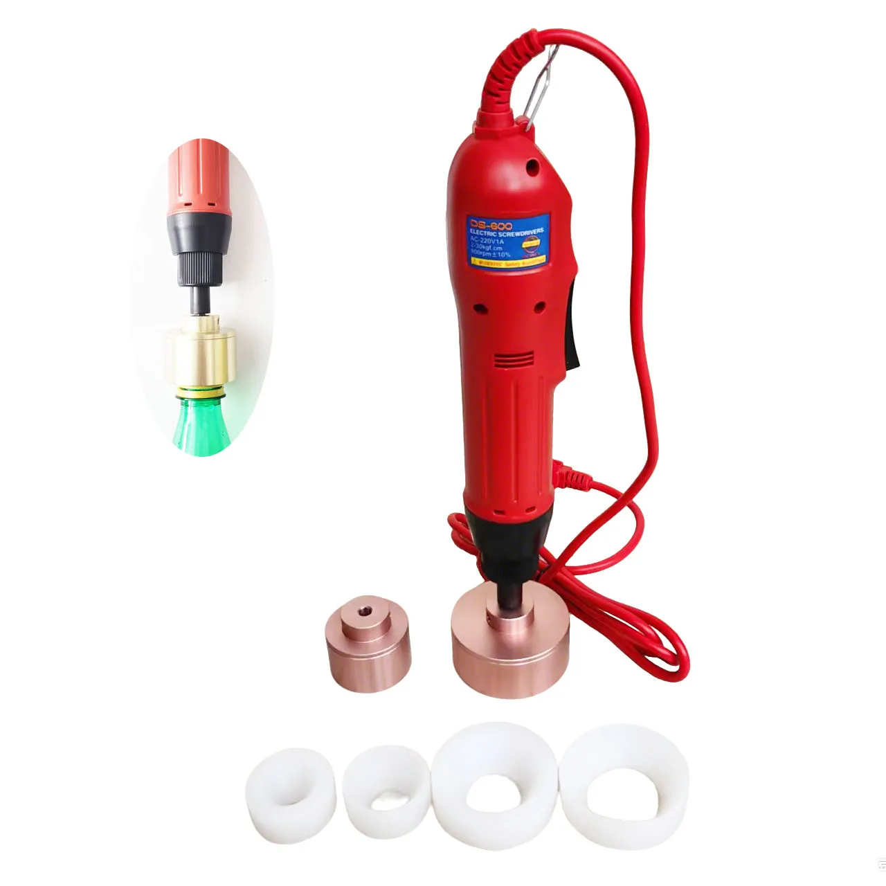 Elektrische Flaschen verschluss Maschine Kappe Schrauben manuelle Abdeckung Verschluss 10-50mm tragbare Hand elektrische Schraub spitze Deckel Schließfach