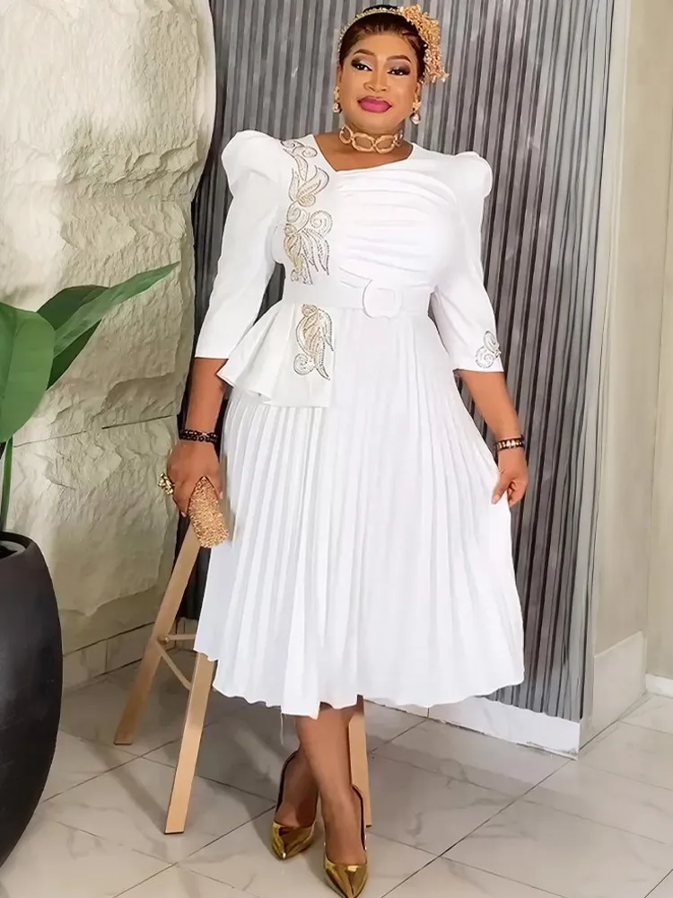 

L-3XL Plus Size Clothes Dresses Women Robes Summer Autumn 3/4 Sleeve Street Style Casual 3XL Big Size Maxi Dress Oversized