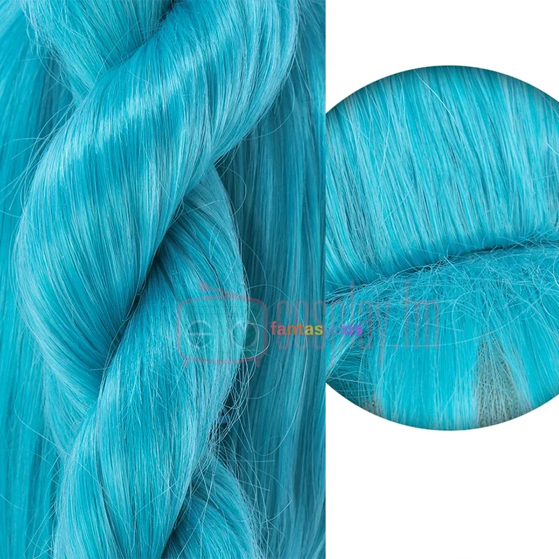 Bulma Wig Buruma Cosplay Wig Blue Braided Wigs Ponytail Pigtails Heat Resistant Hair Halloween Role Play Costume + Wig Cap