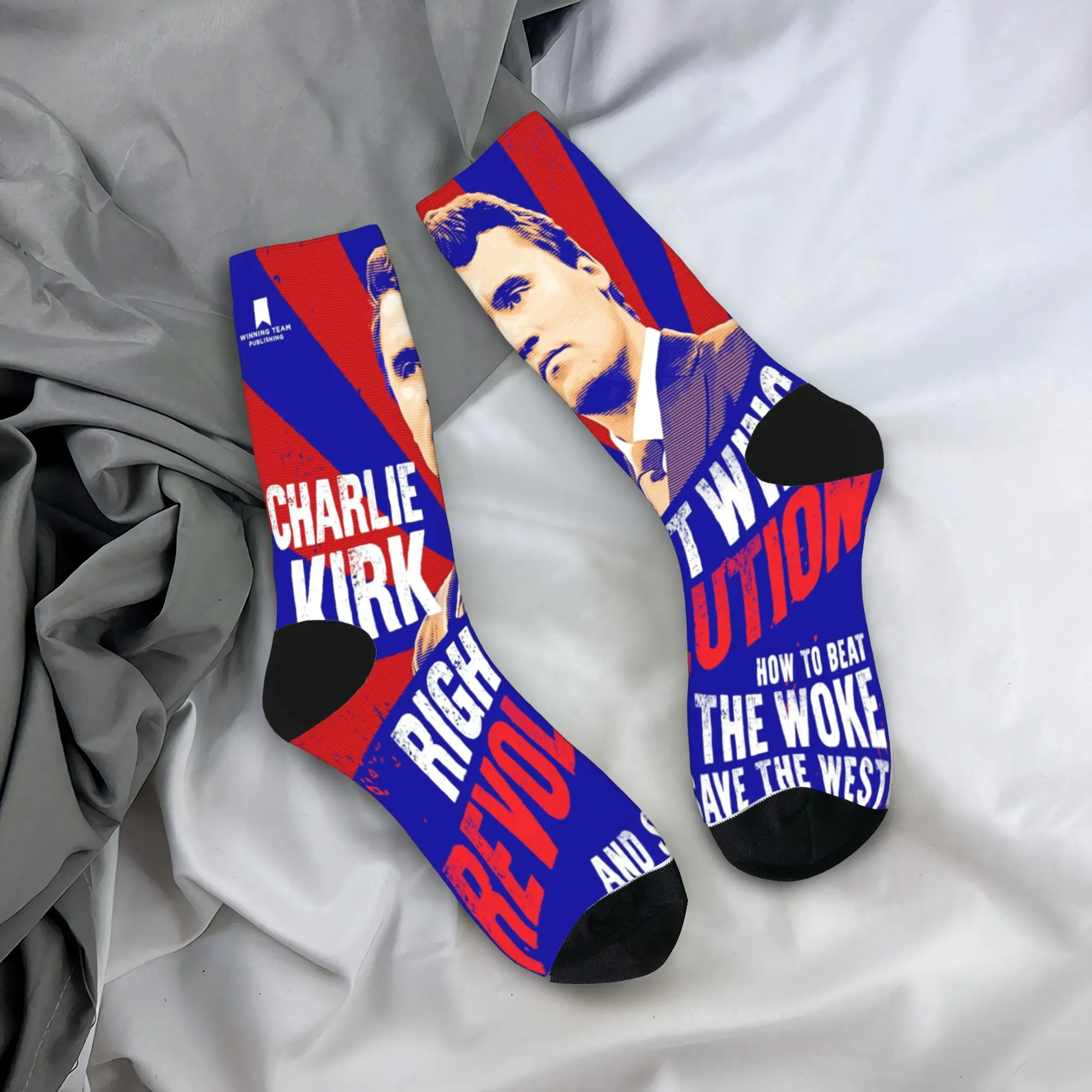 

Чулки Charlie Kirk Right Wing Revolution, винтажные носки, мужские средние мягкие носки, осенние уличные нескользящие носки с графическим рисунком, подарок