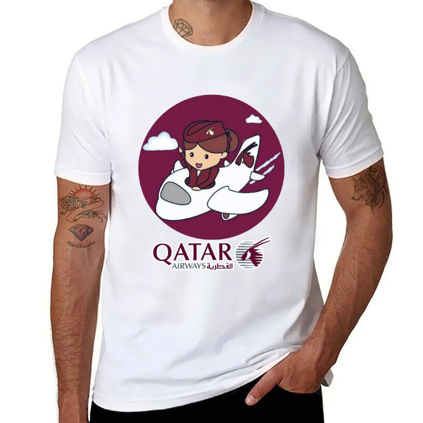 qatar airways T-Shirt black cotton t-shirt plain for man package t shirt for man 100 percent cotton T-Shirt