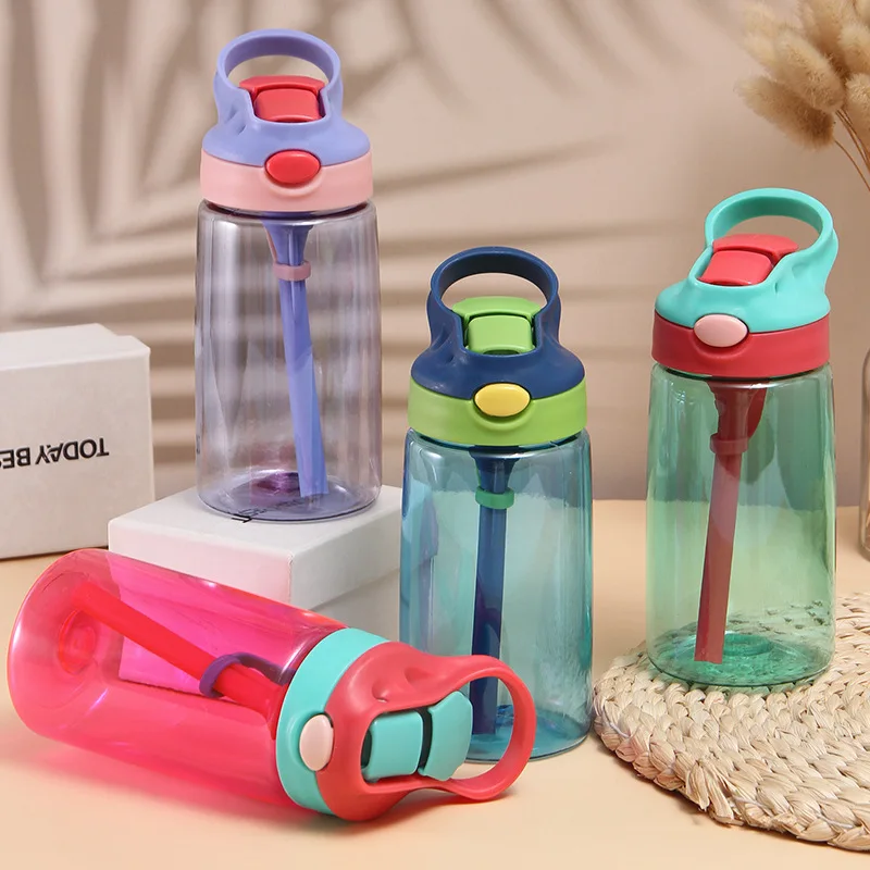 Children's Straw Cup, Outdoor Anti-Drop Plastic Water Cup, Large Capacity