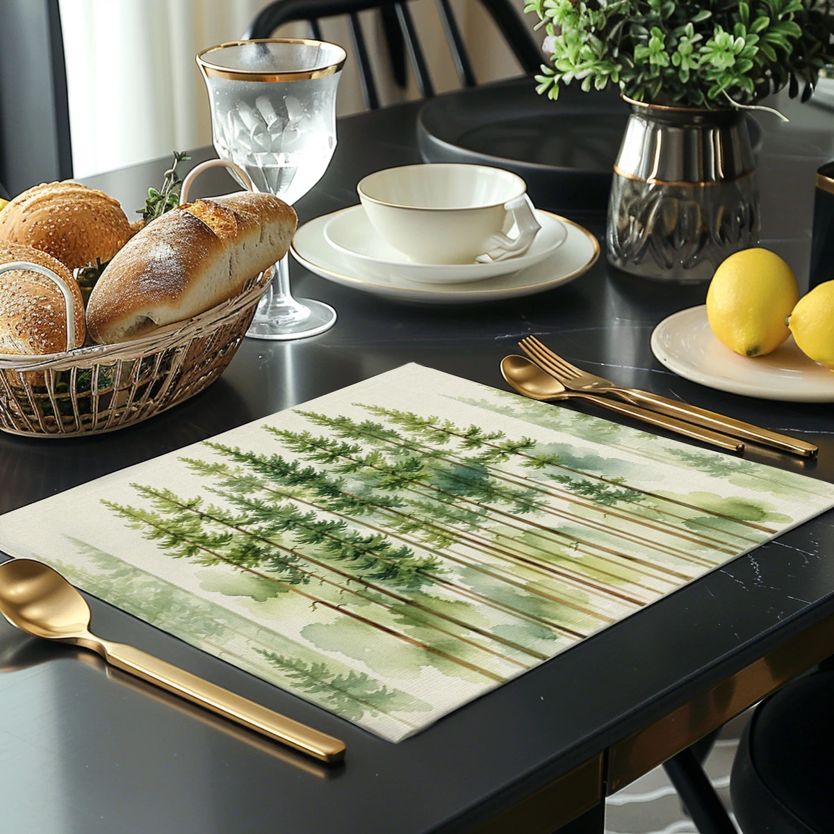 Exquisite Leaf Pattern Polyester Placemats & Coasters - Stylish Table Linens for Home, Restaurant and Daily Dining Use