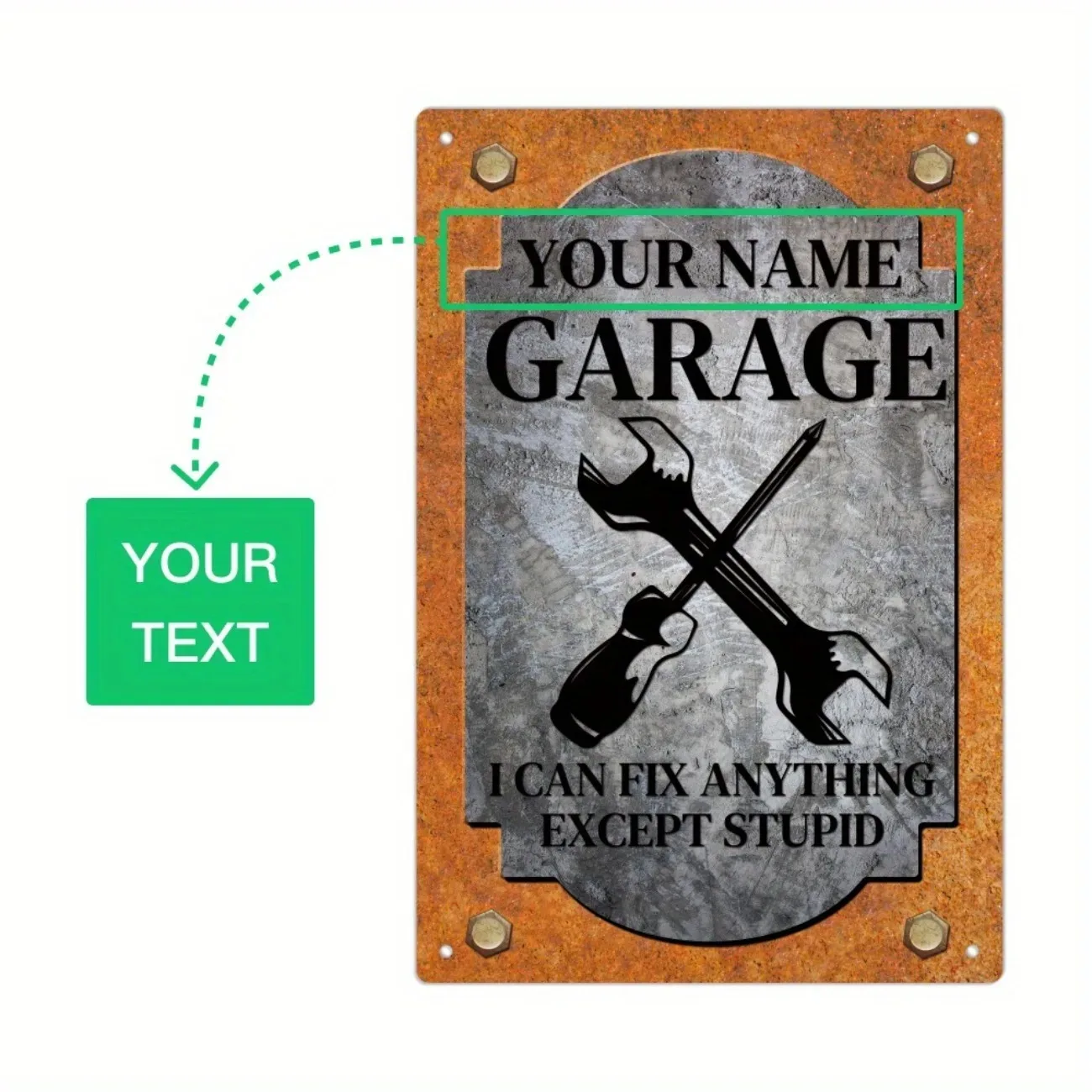 1 قطعة علامة معدنية قابلة للتخصيص | شخصية مخصصة اسم المرآب ديكور | هدية لأبي الجد العم له | المنزل/الرجل الكهف جدار الفن #6