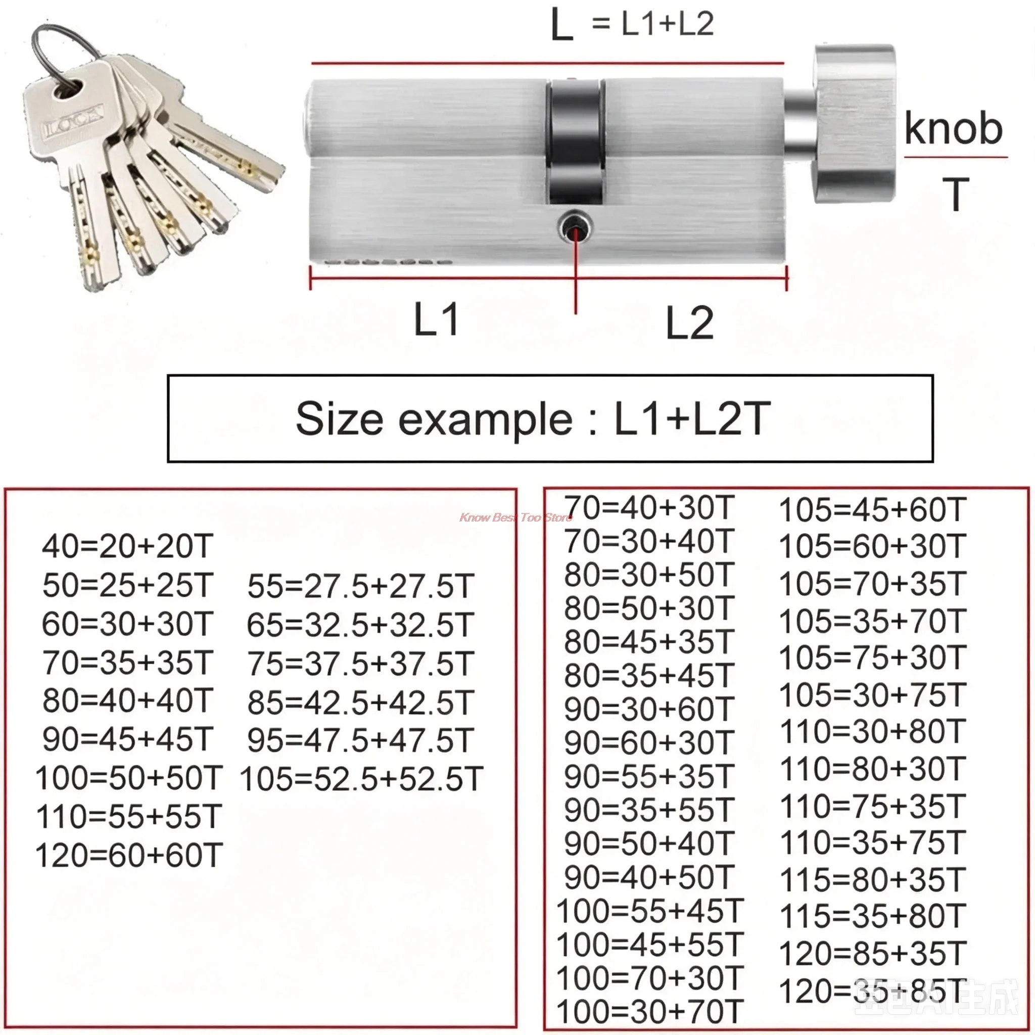 Cerradura de Seguridad Personalizada Especial, Cilindro de Latón Asimétrico Central con Perilla, Cerradura Excéntrica de Aleación de Aluminio para Puerta, Altura del Núcleo de 32 mm