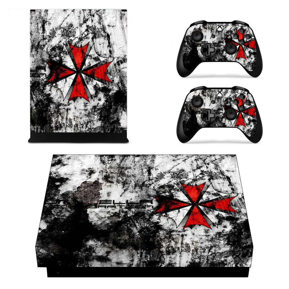 Umbrella Biohazard Skin Sticker Decal Cover for Xbox One X Console and 2 Controllers skins Vinyl