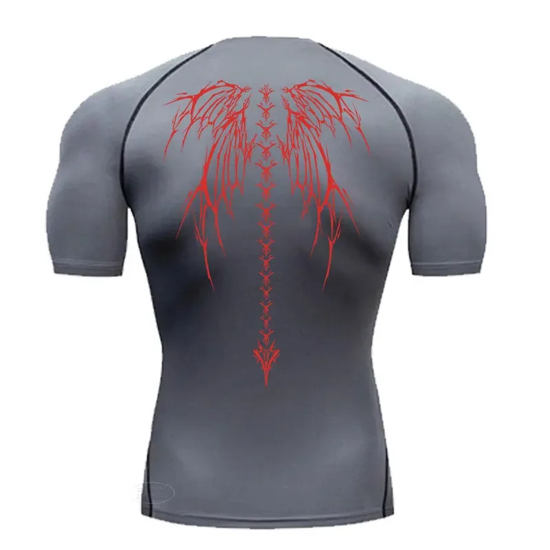 Nadrukowana moda kompresyjna ciasny Top męska trening Fitness bluza z krótkim rękawem do ćwiczeń w piwnicy S-3XL elastyczny T-Shirt