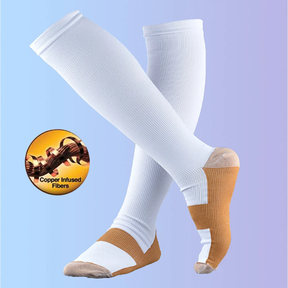 

Copper Compression Socks for Women & Men Circulation Best for Running Athletic Cycling - 15-25 mmHg