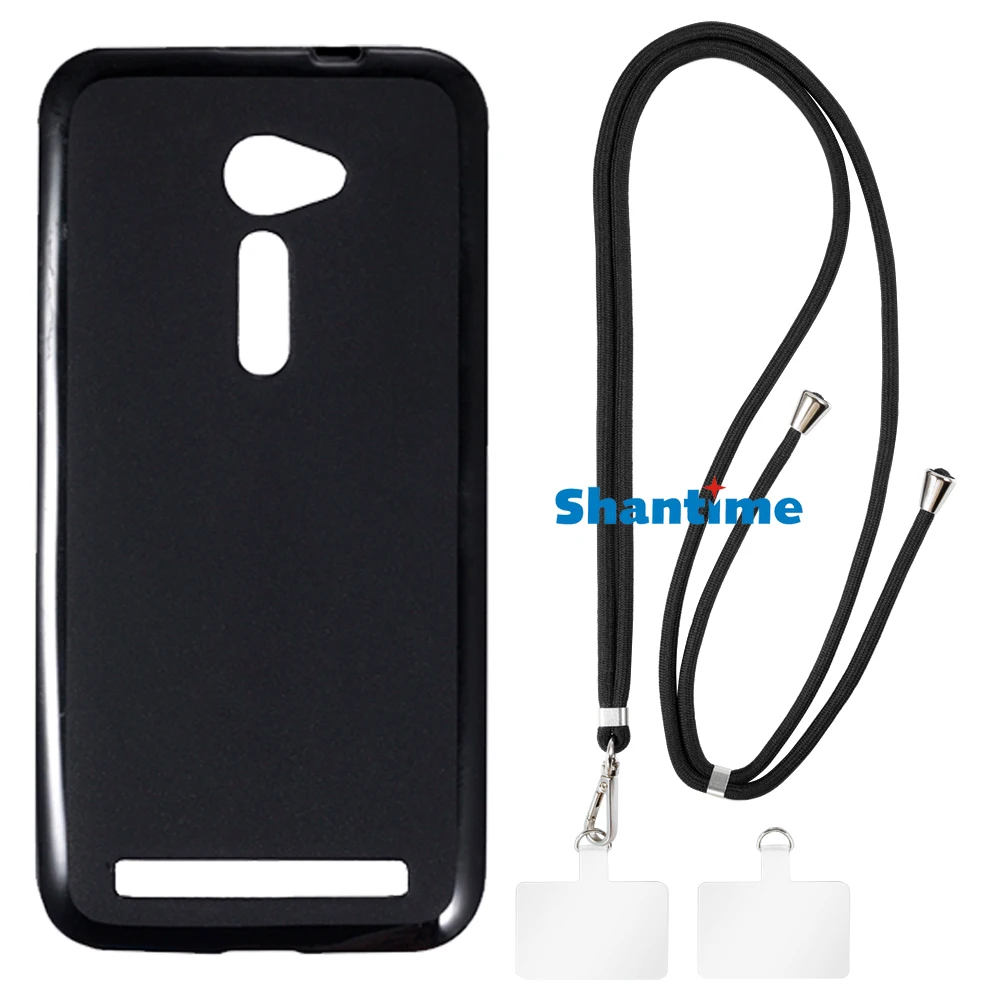 Suitable for Asus Zenfone 2 ZE500CL Case + Ajustable Neck/Crossbody Lanyards and Spacers, Silicone TPU Cover with Soft