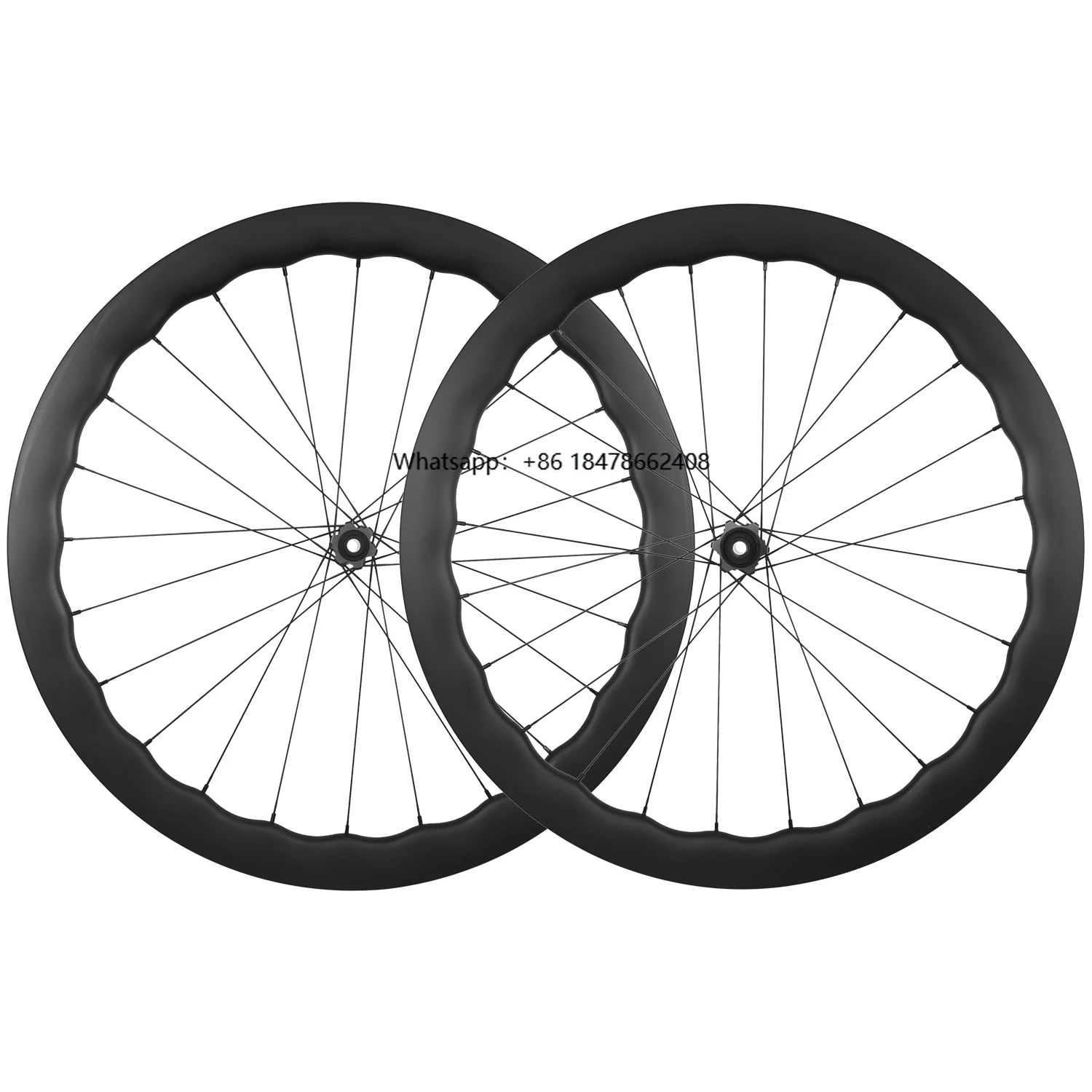 

RUJIXU 5045MM Carbon Fiber Wave Wheel Set for Road Bike Disc Brake 36T Planetary Teeth Barrel Axle Tubeless Compatible 36T