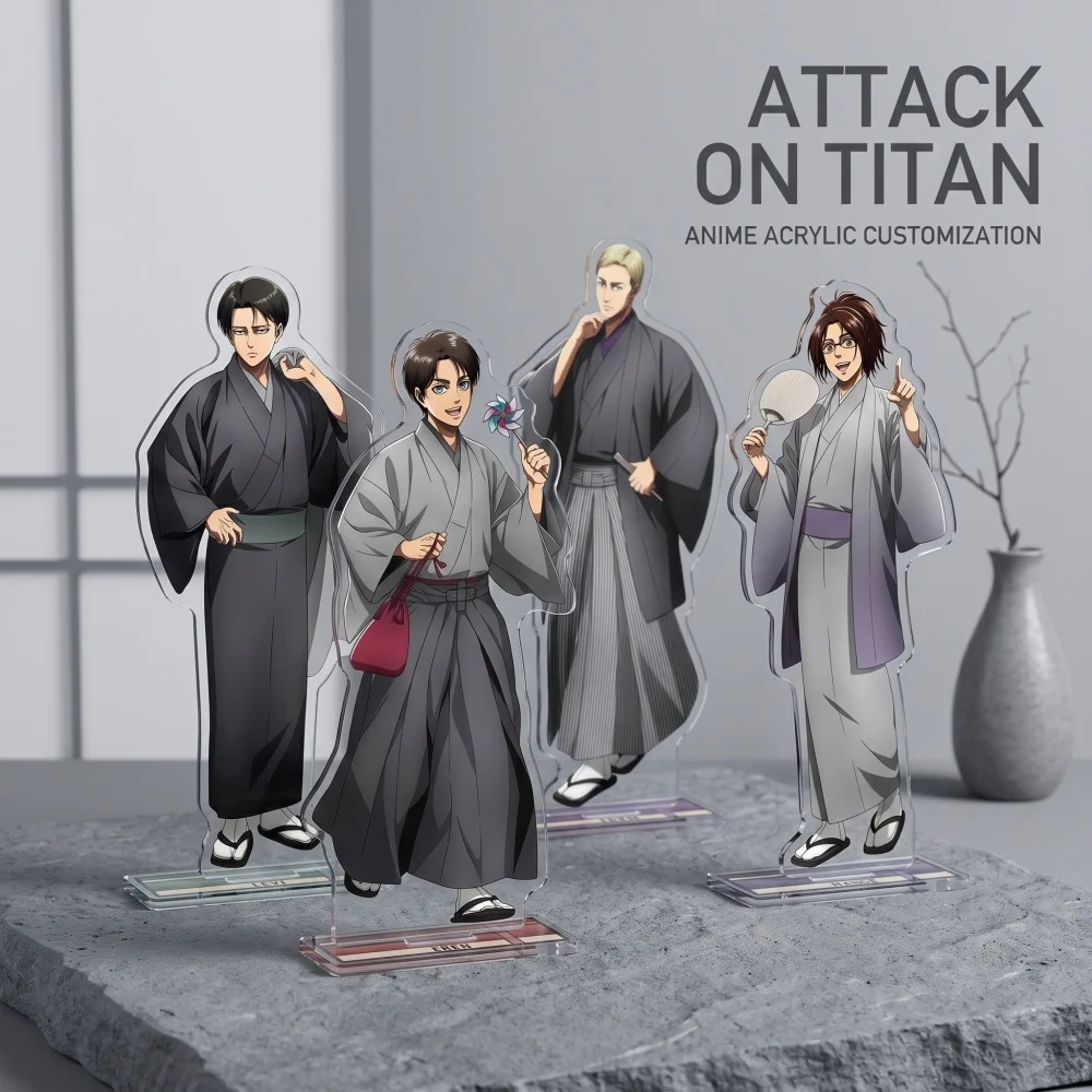 Attack on Titan Acrylic Stand Keychain Levi Ackerman Eren Yeager Erwin Smith Hange Zoe Kimono desktop Decor