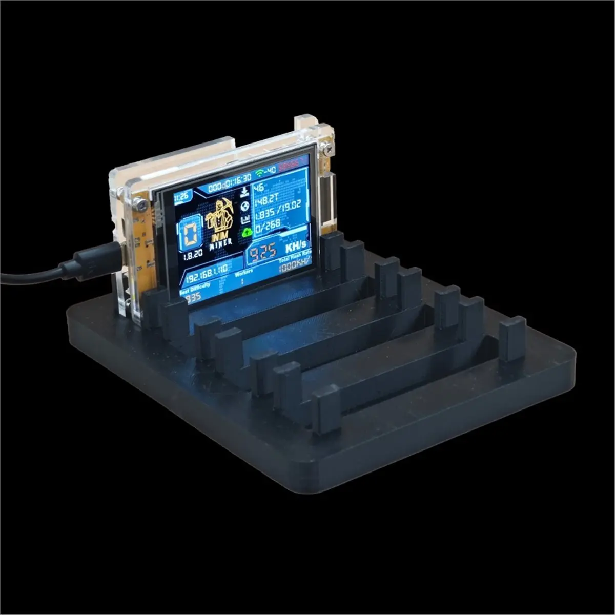 A86G NEW 3x925KH/S +BTC with 4 Slots Stand Upgraded Bitcoin Crypto Solo Miner 2.8 Inch Smart Display Miner for Home