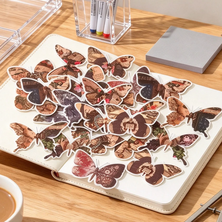 28pcs/pack Cute Animal Butterfly Label Stickers Waterproof Personalized Adhesive Sticker School Stationery Tag Sticker diy
