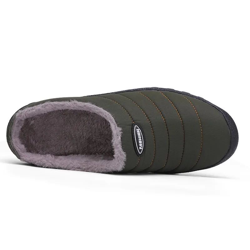 Winter Home Slippers Waterproof Men Shoes Warm Plush Slip On Slides Unisex Indoor Mens Shoes Fur Leisure Flat Cotton Footwear