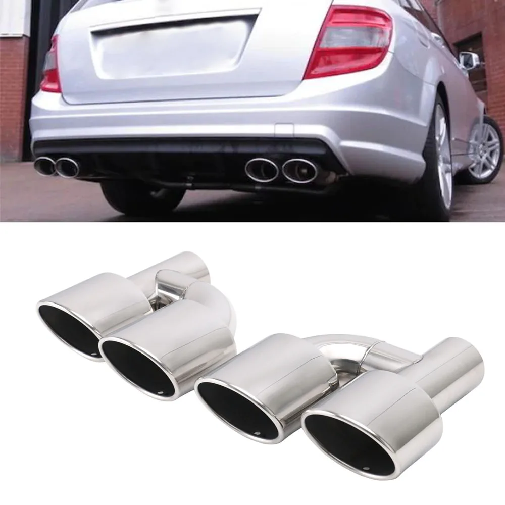 

1 PCS For C-Class W204 E-Class W212 W211 Oval Four Outlet Muffler Tail Pipe Exhaust Pipe