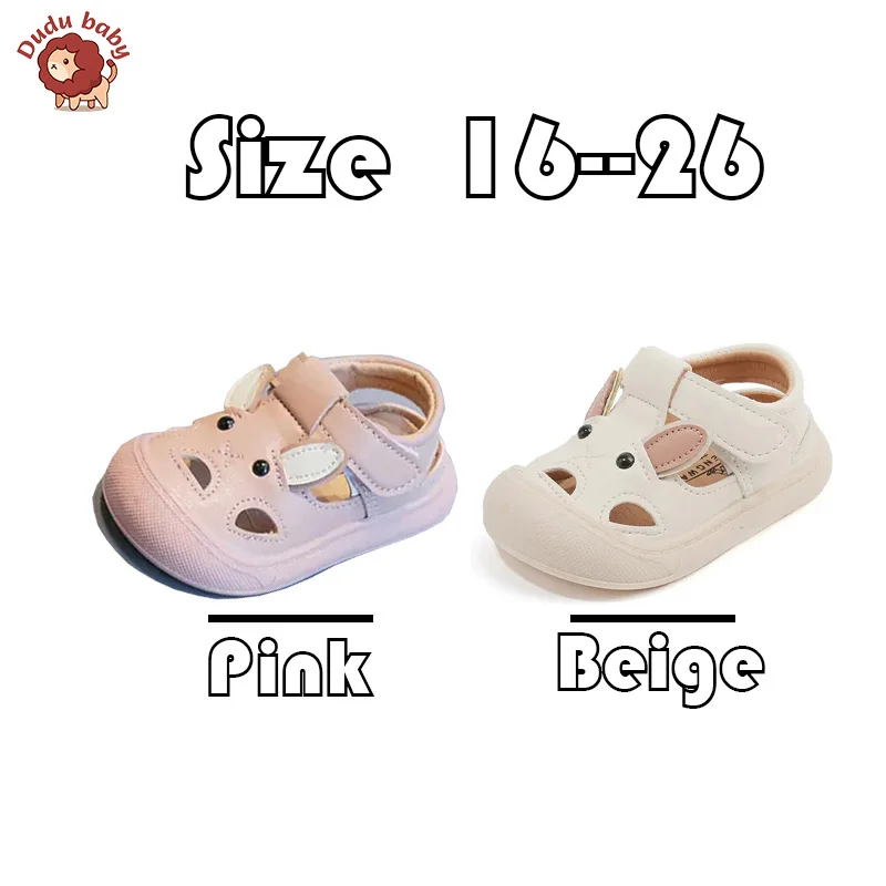 Boys girls Sandals Cartoon Bunny Rabbit Animal Breathable Non slip Girls shoes Leather First Walkers