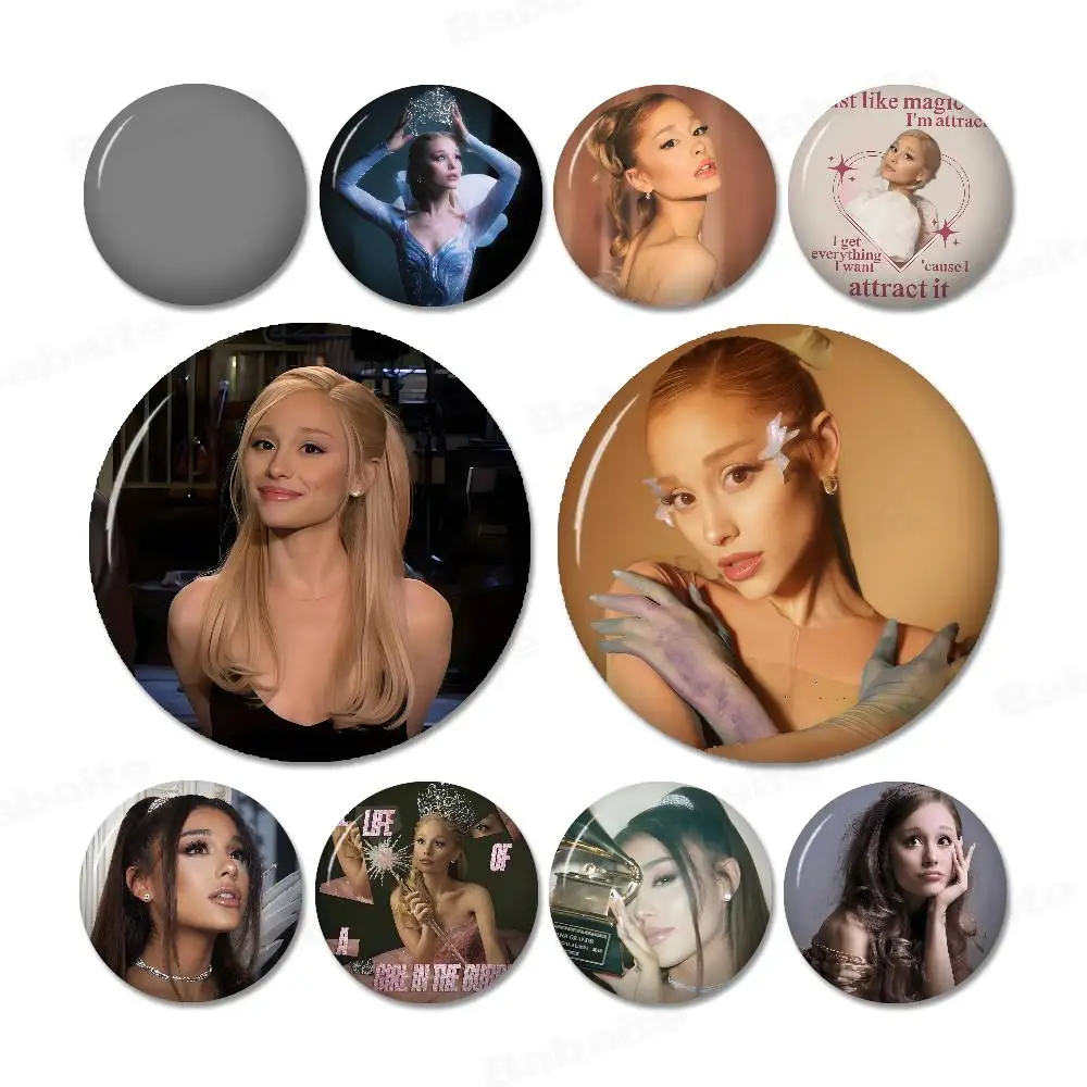 Pop Singer Ariana-G-Grande 58mm Cute Anime Figure Icon Badge Handmade Tinplate Brooch for Backpack Clothes Chest Ornament Gifts