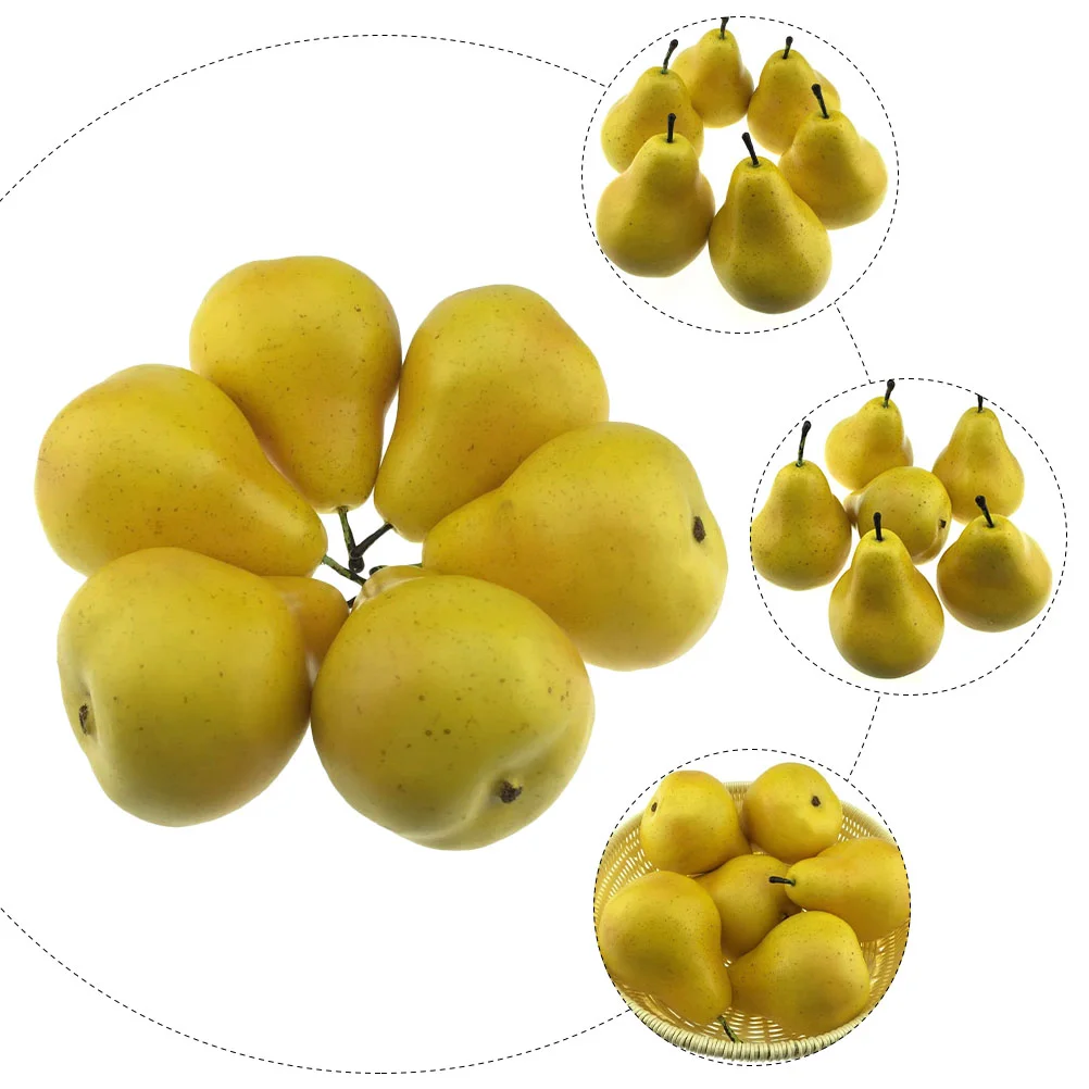 6 Pcs Decorate Artificial Pear Decoration Faux Plants Indoor Ornament Mini Food Toys Photo Props Adornment Statue Simulation