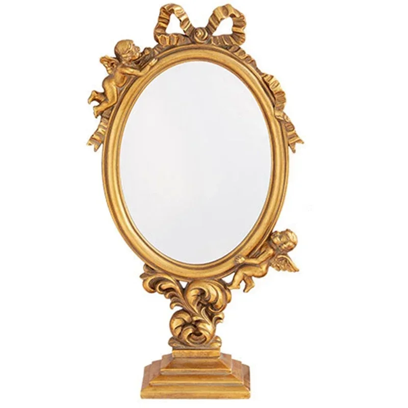 

Vanity Makeup Decore Miroir Glass Holder Vintage Nordic Desk Mirror Bedroom Bathroom Small Decoracion Para El Hogar Room Decor